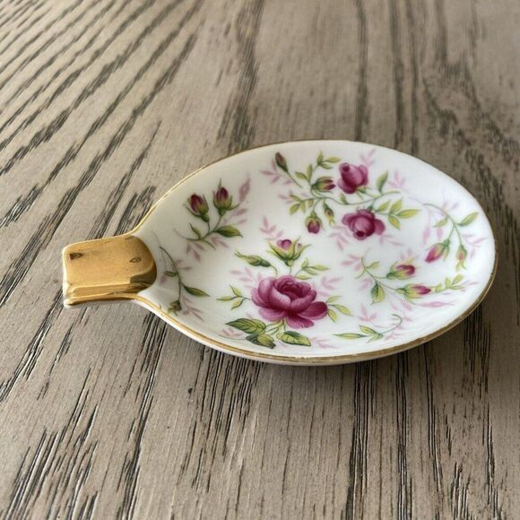 Vintage Lefton Personal Porcelain Ashtray with Floral Design - Picture 2 of 9